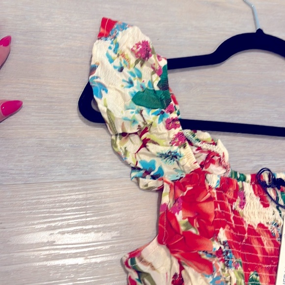 Buffalo NWT David Bitton Womens Ruffle cherry red Jumpsuit wide leg Plumeria - Picture 6 of 13